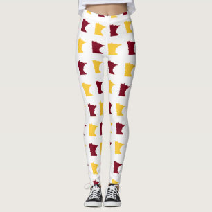 Leggings Rouge foncé et état d'or de motif de Minnesota