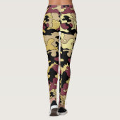 Leggings Rouge foncé et guêtres de Camo d'or (Dos)