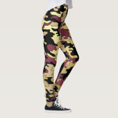 Leggings Rouge foncé et guêtres de Camo d'or (Droite)