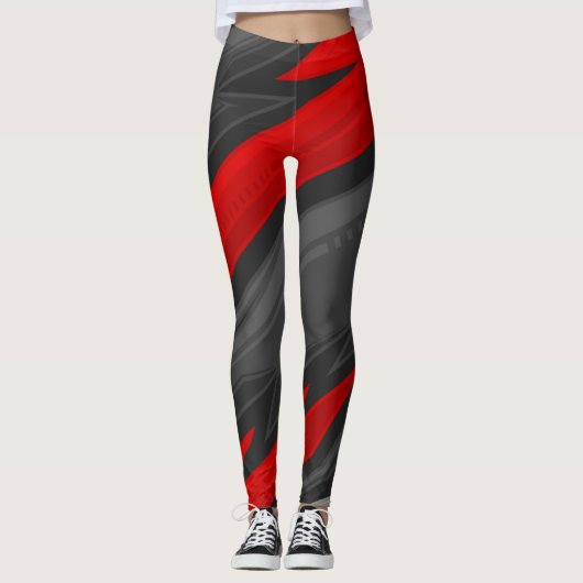 Leggings Rouge géométrique (Devant)