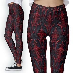Leggings Rouge gothique et noir 3D effet mode foncé