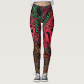Leggings Rouge graffiti liquide (Devant)