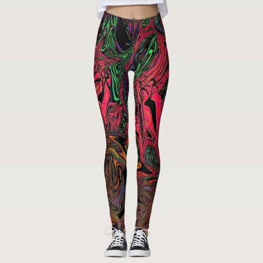 Leggings Rouge graffiti liquide (Devant)