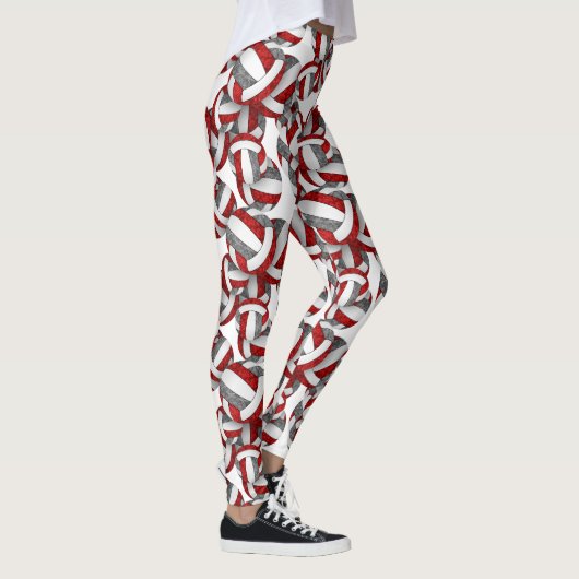 Leggings rouge gris équipe couleurs esprit volleyballs moti (Droite)