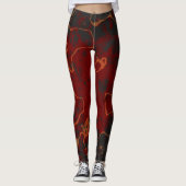 Leggings Rouge, gris et orange Abstrait (Devant)