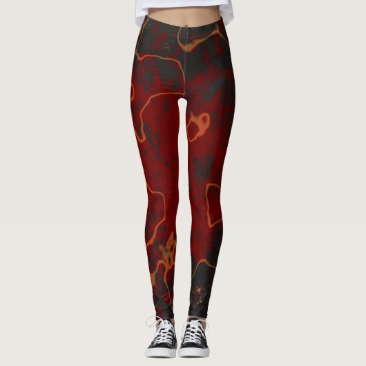 Leggings Rouge, gris et orange Abstrait (Devant)