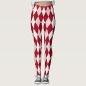 Leggings Rouge Jacquard Crimson rose Petit Diamant Forme (Devant)