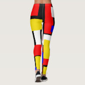 Leggings Rouge, jaune, noir et bleu géométrique (Dos)