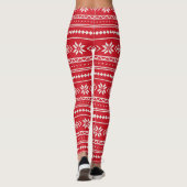 Leggings Rouge juste de flocon de neige d'hiver de chandail (Dos)