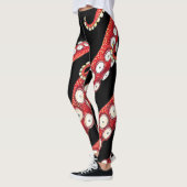 Leggings Rouge Kraken Octopus Tentacles Noir (Gauche)