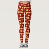 Leggings Rouge Luxe Antique Cœurs Or Saint-Valentin (Devant)