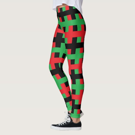 Leggings Rouge, noir abstrait et vert (Gauche)