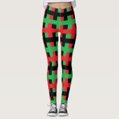 Leggings Rouge, noir abstrait et vert (Devant)