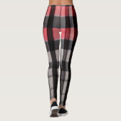 Leggings Rouge Noir Abstrait Plaid Collection moderne (Dos)