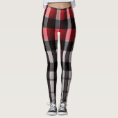 Leggings Rouge Noir Abstrait Plaid Collection moderne (Devant)