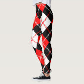 Leggings Rouge noir blanc Jacquard plaid (Gauche)