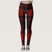 Leggings Rouge noir écossais à la mode de plaid de tartan (Devant)