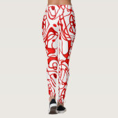 Leggings Rouge, Noir et Blanc Abstrait (Dos)