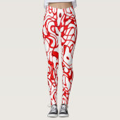 Leggings Rouge, Noir et Blanc Abstrait (Devant)