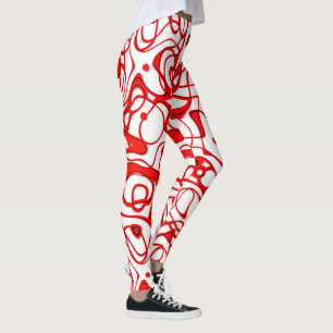 Leggings Rouge, Noir et Blanc Abstrait