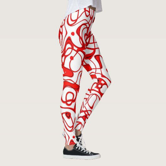 Leggings Rouge, Noir et Blanc Abstrait (Droite)