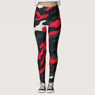 Leggings Rouge Noir Gris Blanc Camouflage Camo Motif