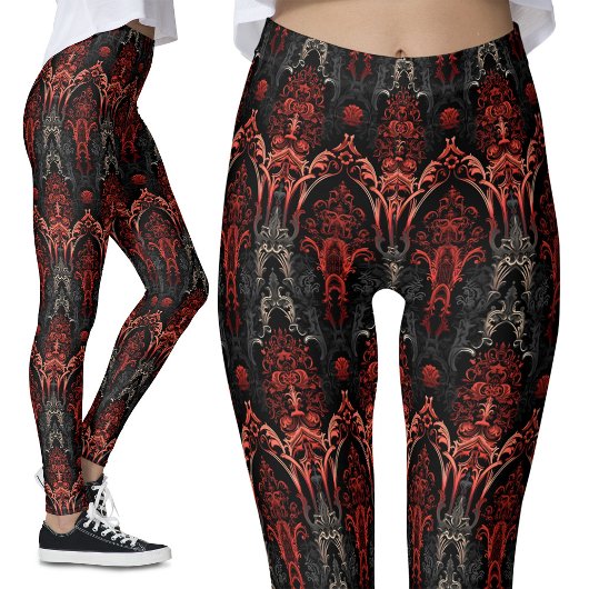 Leggings Rouge, Noir, Gris dentelle gothique Filigree