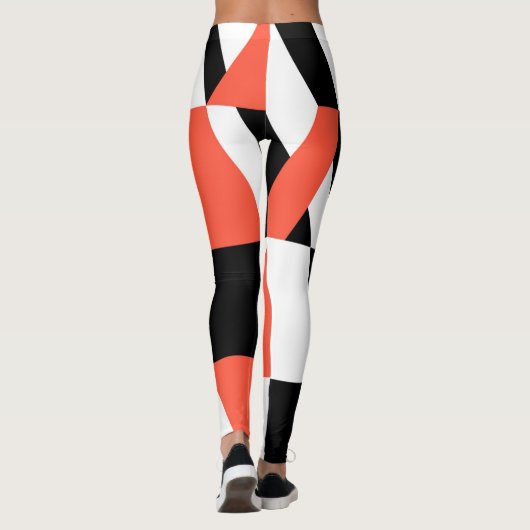 Leggings Rouge-noir, moderne, tendance, conception géométri (Dos)