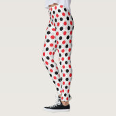Leggings Rouge noir Pois Textile Motif Design (Gauche)
