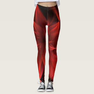 Leggings Rouge Noir Vert fleurs artistiques simple Couleur