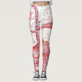 Leggings Rouge Octopus Carte Vintage Blanc (Devant)
