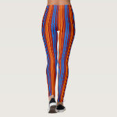 Leggings Rouge Orange Bleu Design à Rayures Verticales (Dos)