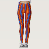 Leggings Rouge Orange Bleu Design à Rayures Verticales (Devant)