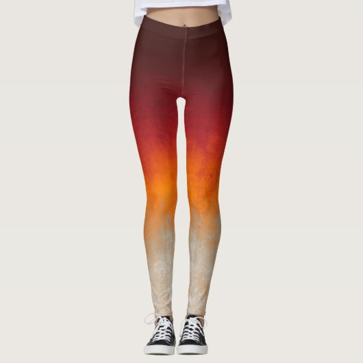 Leggings Rouge Orange gris blanc rustique ombre (Devant)