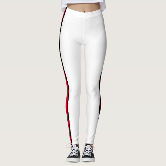 Leggings Rouge rayé blanc (Devant)