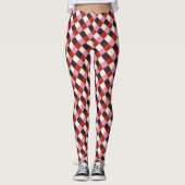 Leggings Rouge rose aubergine ivoire Rétro Plaid (Devant)