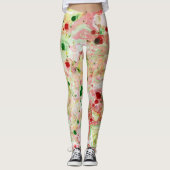 Leggings Rouge rose Jaune Vert tendance Moderne Abstrait (Devant)