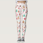 Leggings Rouge rose vert Vilain Noël Père Noël<br><div class="desc">Ce design fantaisiste présente une illustration délicieuse et ludique des éléments de Noël bien-aimés, magnifiquement restitués dans une palette chaleureuse de rouge, rose, vert et blanc.</div>