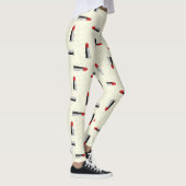 Leggings Rouge rouge à lèvres sur motif jaune (Droite)