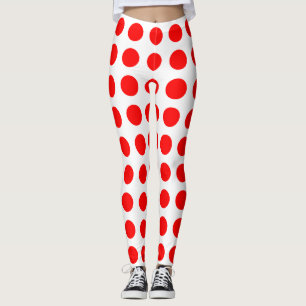 Leggings Rouge sur blanc Grande taille Pois horizontaux