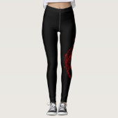 Leggings Rouge Tribal Dragon Noir (Devant)