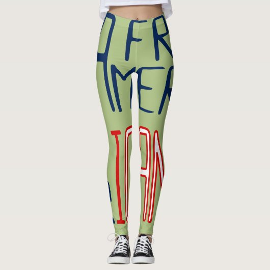 Leggings Rouge Vert Blanc Bleu Noir Femmes Africaines Améri (Devant)