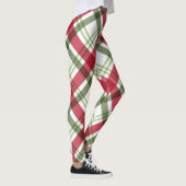 Leggings Rouge Vert blanc Noël Plat (Droite)