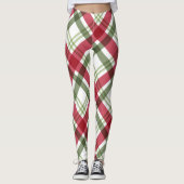 Leggings Rouge Vert blanc Noël Plat (Devant)
