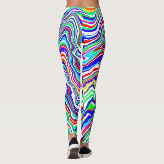 Leggings Rouge, Vert, Bleu, Blanc Abstrait (Dos)