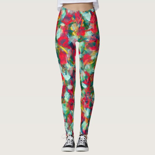 Leggings Rouge Vert Bleu Bleu Jaune Abrégé (Devant)