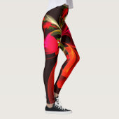 Leggings Rouge Vert Floral Moderne Art Abstrait Motif #02 (Droite)