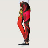 Leggings Rouge Vert Floral Moderne Art Abstrait Motif #02 (Gauche)