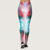 Leggings Rouge vert turquoise blanc stries photo abstraite (Dos)