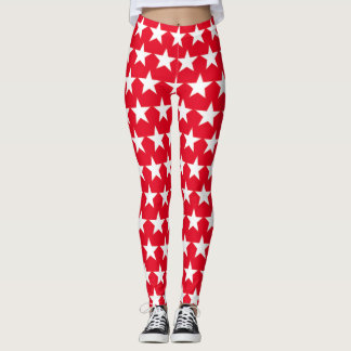 Leggings rouges avec étoiles blanches américaines